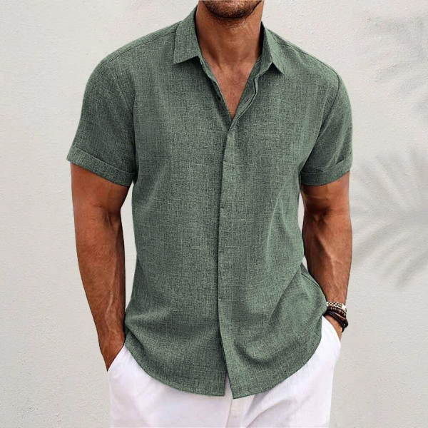 Men's Linen Short Sleeve Shirt | Men | Linen Blend | Breathable Lightweight Summer Button-Up | Steven & Levon