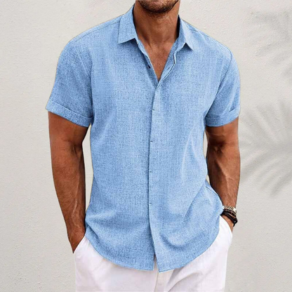 Men's Linen Short Sleeve Shirt | Men | Linen Blend | Breathable Lightweight Summer Button-Up | Steven & Levon