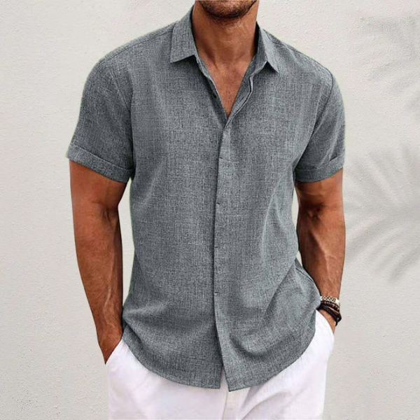 Men's Linen Short Sleeve Shirt | Men | Linen Blend | Breathable Lightweight Summer Button-Up | Steven & Levon
