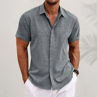 Men's Linen Short Sleeve Shirt | Men | Linen Blend | Breathable Lightweight Summer Button-Up | Steven & Levon
