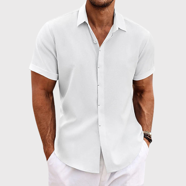 Men's Linen Short Sleeve Shirt | Men | Linen Blend | Breathable Lightweight Summer Button-Up | Steven & Levon