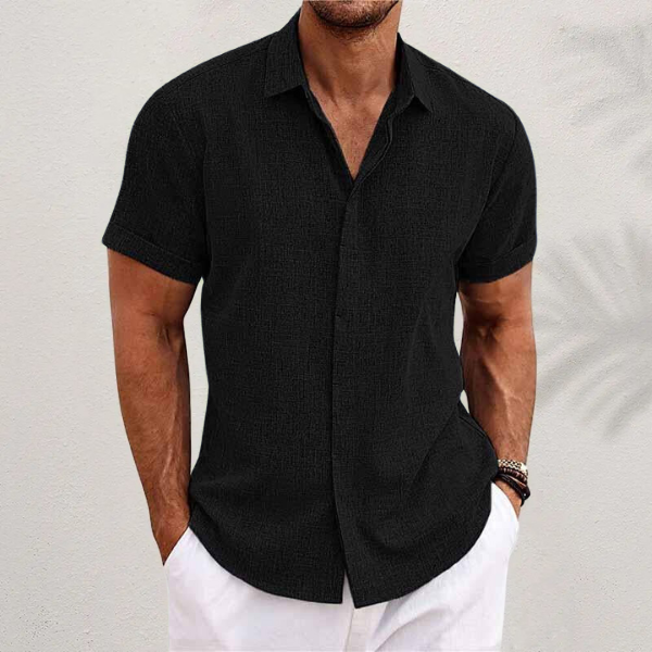 Men's Linen Short Sleeve Shirt | Men | Linen Blend | Breathable Lightweight Summer Button-Up | Steven & Levon
