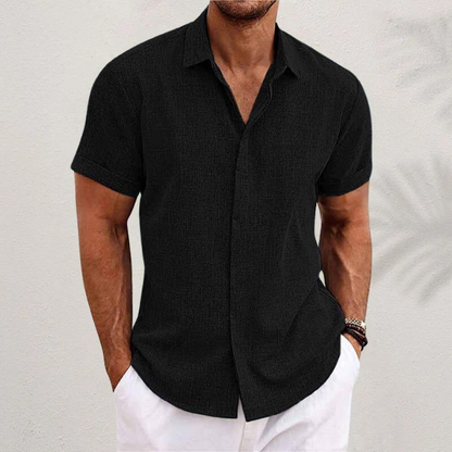 Men's Linen Short Sleeve Shirt | Men | Linen Blend | Breathable Lightweight Summer Button-Up | Steven & Levon