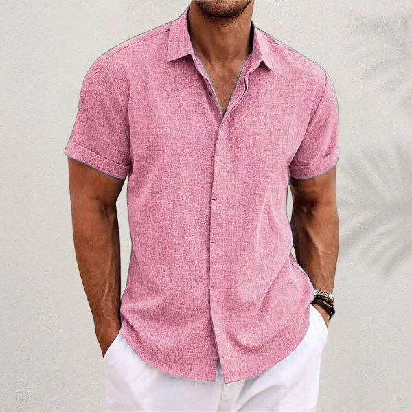 Men's Linen Short Sleeve Shirt | Men | Linen Blend | Breathable Lightweight Summer Button-Up | Steven & Levon