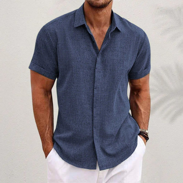 Men's Linen Short Sleeve Shirt | Men | Linen Blend | Breathable Lightweight Summer Button-Up | Steven & Levon