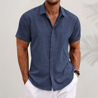 Men's Linen Short Sleeve Shirt | Men | Linen Blend | Breathable Lightweight Summer Button-Up | Steven & Levon