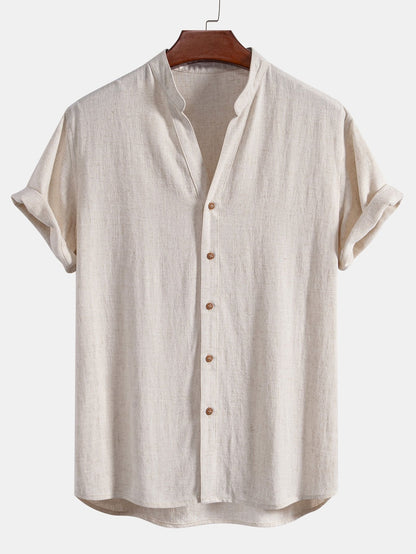 Men's Linen Short Sleeve V-Neck Shirt | Men | Breathable Lightweight | Casual Summer Beach Top | Steven & Levon