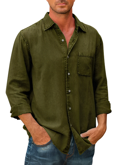 Men’s Long Sleeve Denim Shirt | Men | Cotton Denim Button-Up Shirt | Steven & Levon