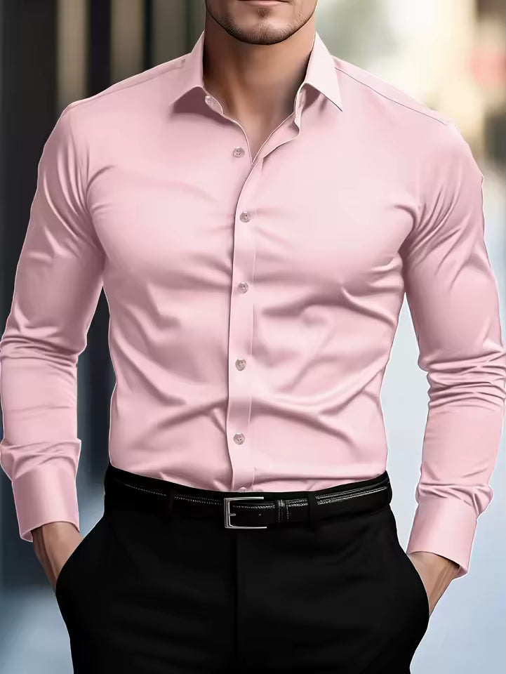 Men's Long Sleeve Elastic Fit Shirt | Men | Cotton Stretch | Slim Fit | Steven & Levon