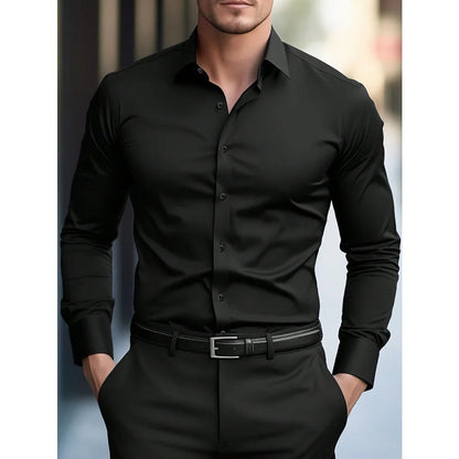 Men's Long Sleeve Elastic Fit Shirt | Men | Cotton Stretch | Slim Fit | Steven & Levon
