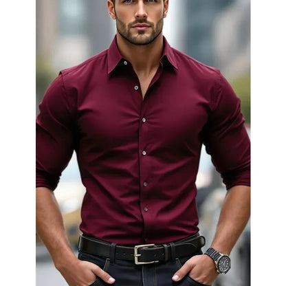 Men's Long Sleeve Elastic Fit Shirt | Men | Cotton Stretch | Slim Fit | Steven & Levon