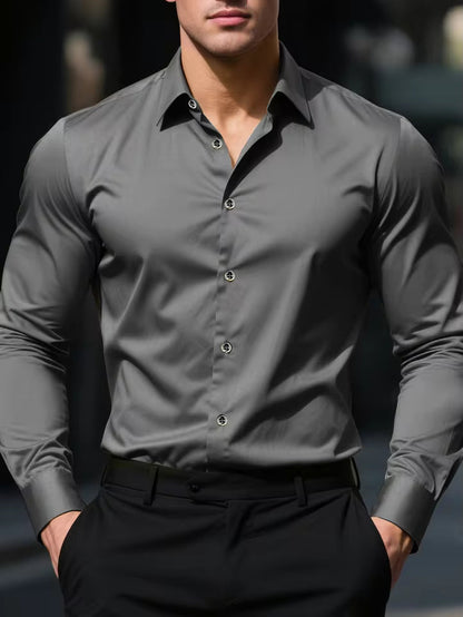 Men's Long Sleeve Elastic Fit Shirt | Men | Cotton Stretch | Slim Fit | Steven & Levon