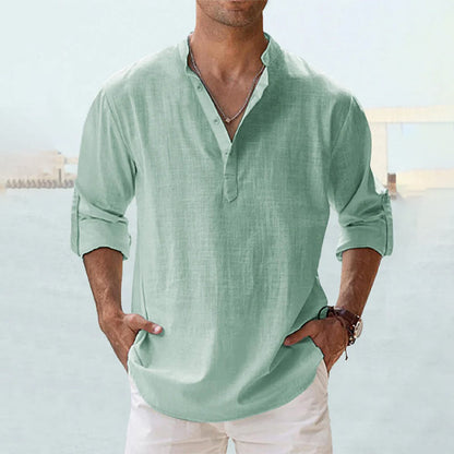Men's Linen Shirt | Men | Long Sleeve Button Up | Breathable Casual Fit | Steven & Levon
