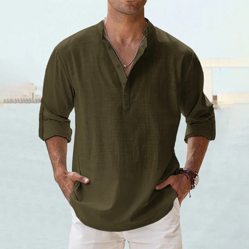 Men's Linen Shirt | Men | Long Sleeve Button Up | Breathable Casual Fit | Steven & Levon