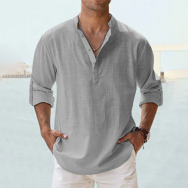 Men's Linen Shirt | Men | Long Sleeve Button Up | Breathable Casual Fit | Steven & Levon