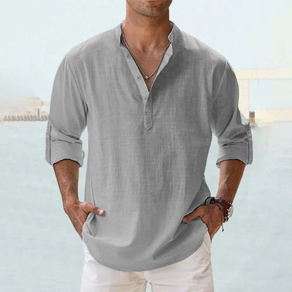 Men's Linen Shirt | Men | Long Sleeve Button Up | Breathable Casual Fit | Steven & Levon