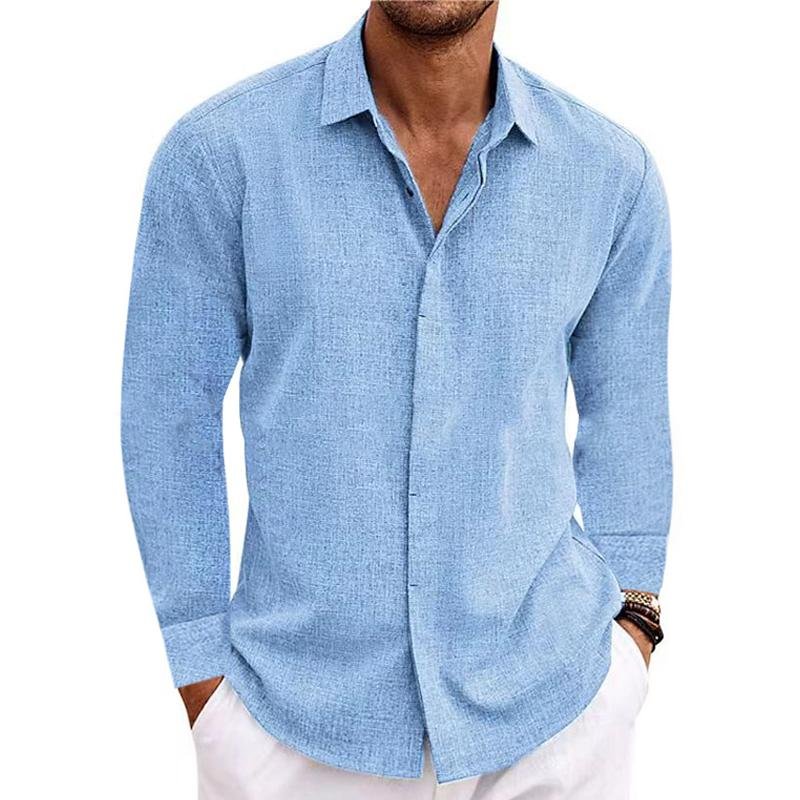 Men's Long Sleeve Linen Shirt | Men | Breathable Lightweight | Casual Button-Up Summer Shirt | Relaxed Fit | Steven & Levon