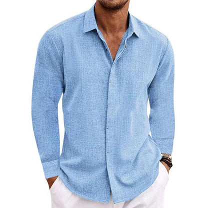 Men's Long Sleeve Linen Shirt | Men | Breathable Lightweight | Casual Button-Up Summer Shirt | Relaxed Fit | Steven & Levon
