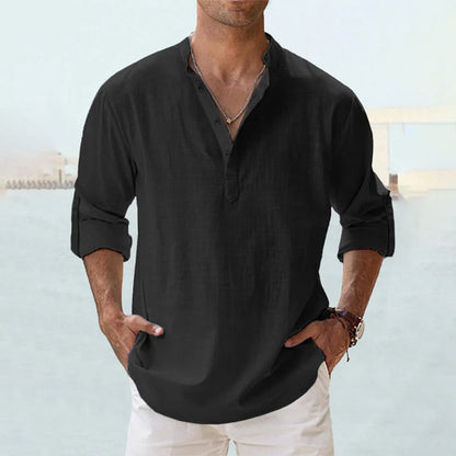 Men's Linen Shirt | Men | Long Sleeve Button Up | Breathable Casual Fit | Steven & Levon