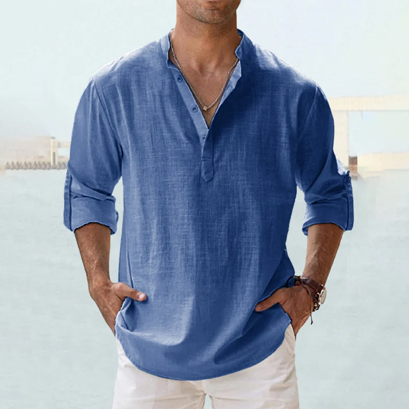 Men's Linen Shirt | Men | Long Sleeve Button Up | Breathable Casual Fit | Steven & Levon