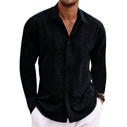 Men's Long Sleeve Linen Shirt | Men | Breathable Lightweight | Casual Button-Up Summer Shirt | Relaxed Fit | Steven & Levon