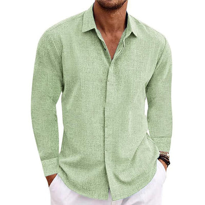 Men's Long Sleeve Linen Shirt | Men | Breathable Lightweight | Casual Button-Up Summer Shirt | Relaxed Fit | Steven & Levon