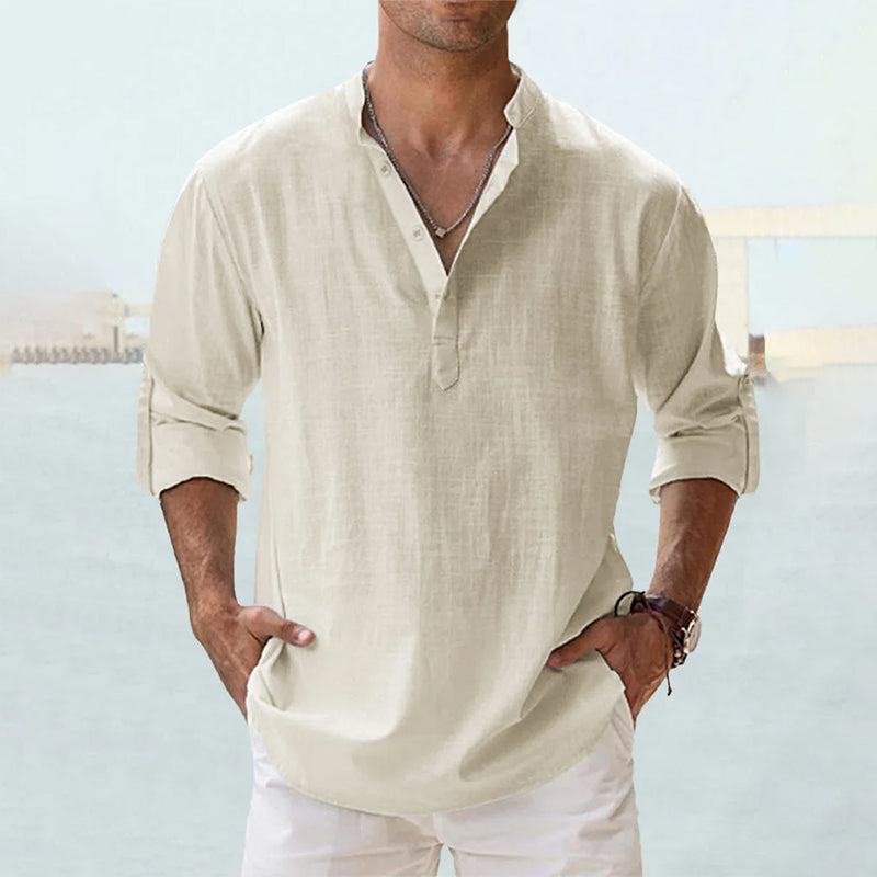 Men's Linen Shirt | Men | Long Sleeve Button Up | Breathable Casual Fit | Steven & Levon