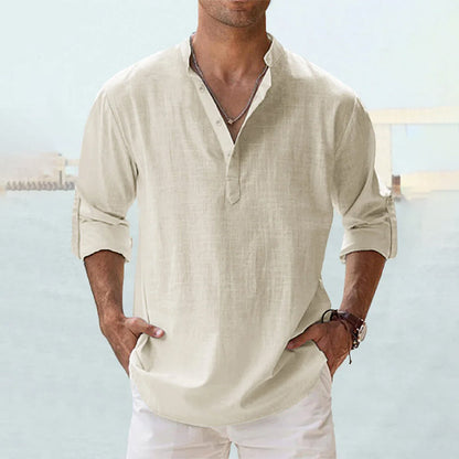 Men's Linen Shirt | Men | Long Sleeve Button Up | Breathable Casual Fit | Steven & Levon