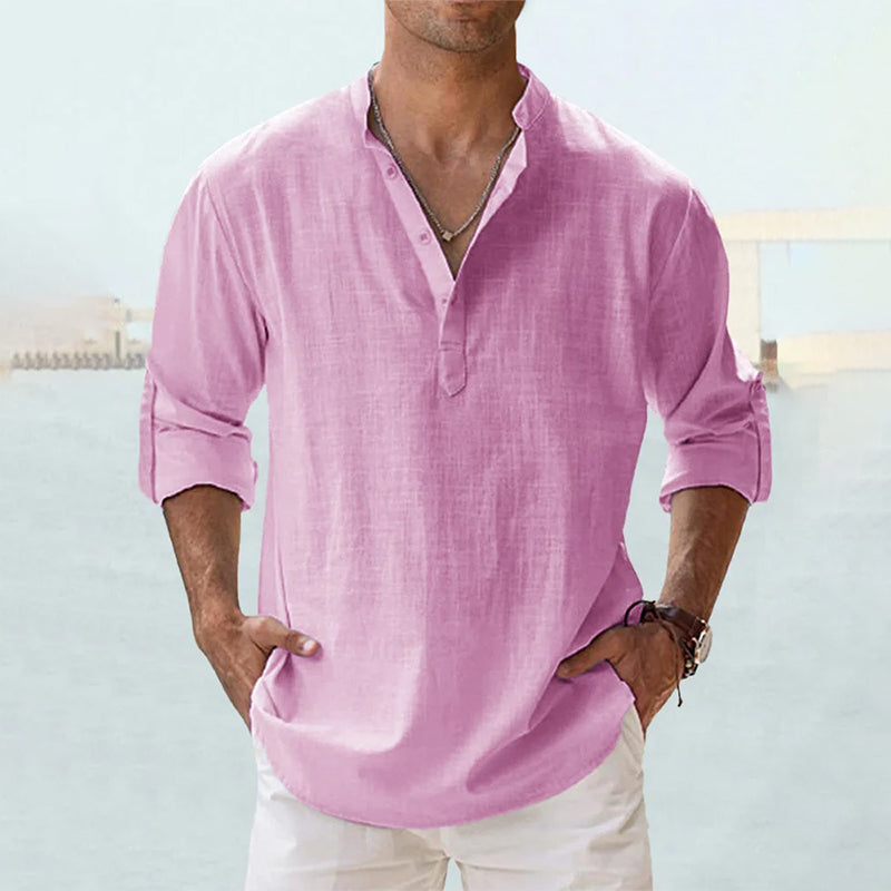 Men's Linen Shirt | Men | Long Sleeve Button Up | Breathable Casual Fit | Steven & Levon