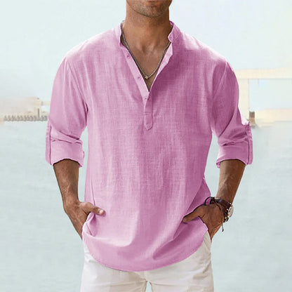 Men's Linen Shirt | Men | Long Sleeve Button Up | Breathable Casual Fit | Steven & Levon