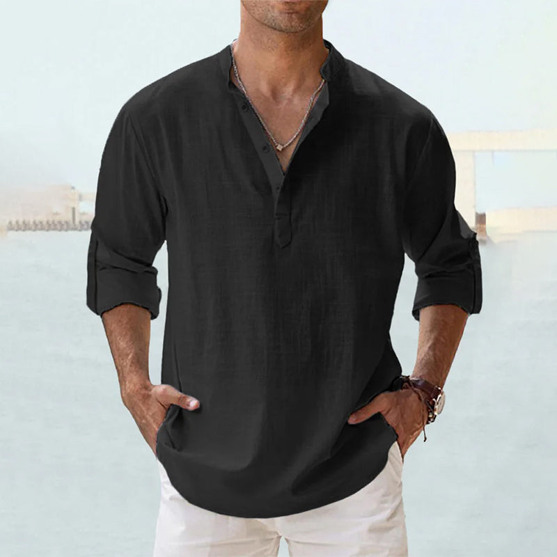 Men's Linen Shirt | Men | Long Sleeve Button Up | Breathable Casual Fit | Steven & Levon