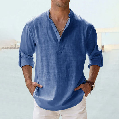 Men's Linen Shirt | Men | Long Sleeve Button Up | Breathable Casual Fit | Steven & Levon