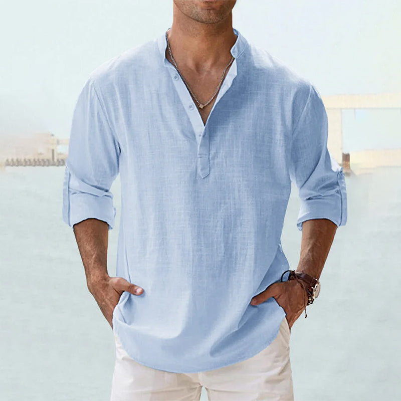 Men's Linen Shirt | Men | Long Sleeve Button Up | Breathable Casual Fit | Steven & Levon