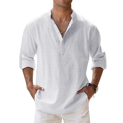 Men's Linen Shirt | Men | Long Sleeve Button Up | Breathable Casual Fit | Steven & Levon