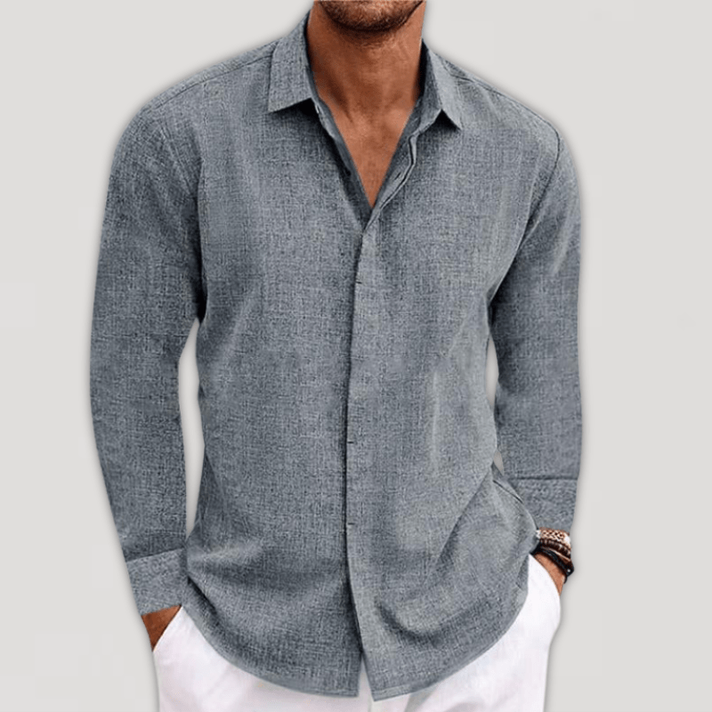Men's Long Sleeve Linen Shirt | Men | Breathable Lightweight | Casual Button-Up Summer Shirt | Relaxed Fit | Steven & Levon