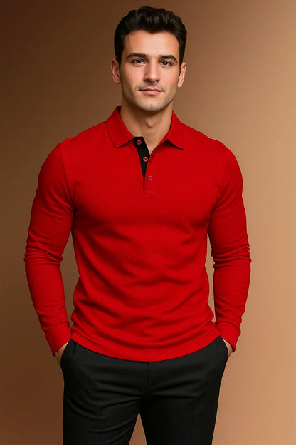 Men's Long Sleeve Polo Shirt | Men | Smart Casual Collar Top | Regular Fit | Steven & Levon
