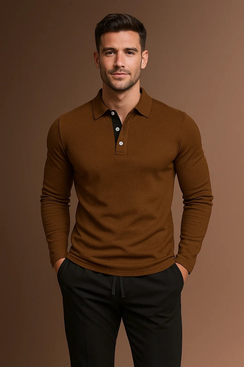 Men's Long Sleeve Polo Shirt | Men | Smart Casual Collar Top | Regular Fit | Steven & Levon