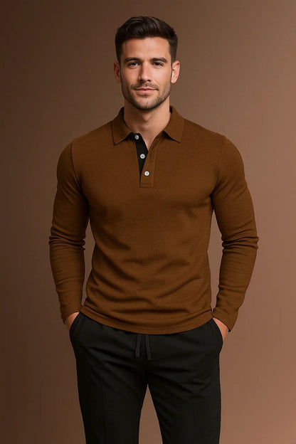 Men's Long Sleeve Polo Shirt | Men | Smart Casual Collar Top | Regular Fit | Steven & Levon