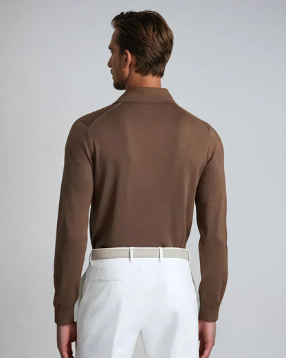 Men’s Long Sleeve Polo Shirt | Men | Smart Casual Collared Top | Soft Tailored Fit | Steven & Levon