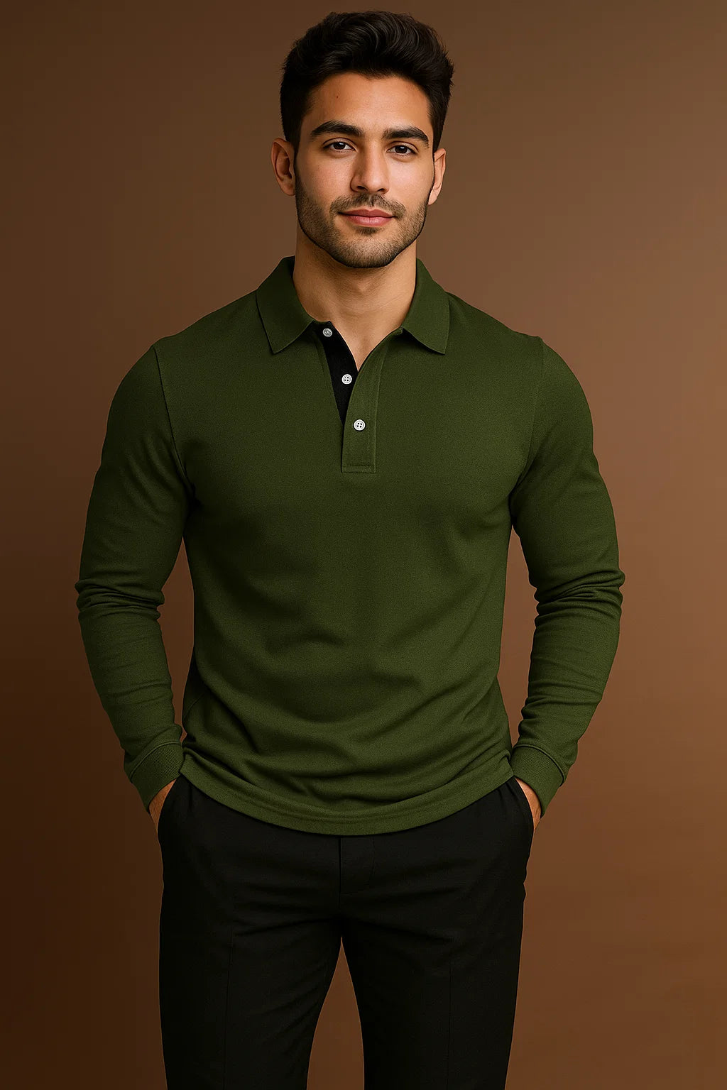 Men's Long Sleeve Polo Shirt | Men | Smart Casual Collar Top | Regular Fit | Steven & Levon