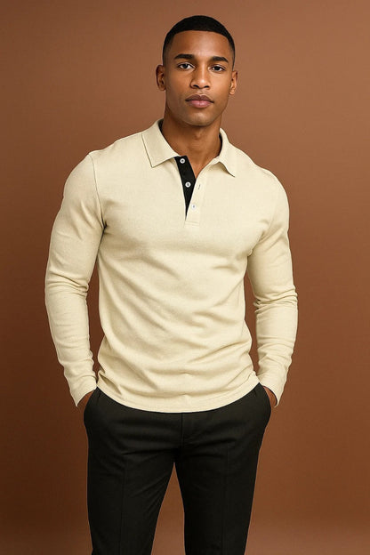 Men's Long Sleeve Polo Shirt | Men | Smart Casual Collar Top | Regular Fit | Steven & Levon