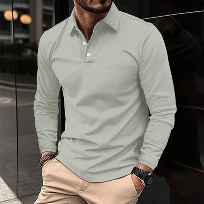 Men's Long Sleeve Polo Shirt | Breathable Fabric | Classic Collar & Comfortable Fit | Steven & Levon