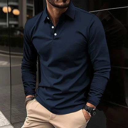Men's Long Sleeve Polo Shirt | Breathable Fabric | Classic Collar & Comfortable Fit | Steven & Levon