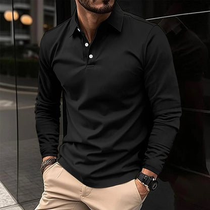 Men's Long Sleeve Polo Shirt | Breathable Fabric | Classic Collar & Comfortable Fit | Steven & Levon
