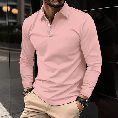 Men's Long Sleeve Polo Shirt | Breathable Fabric | Classic Collar & Comfortable Fit | Steven & Levon