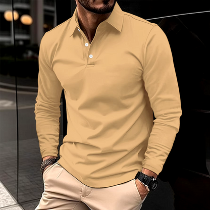 Men's Long Sleeve Polo Shirt | Breathable Fabric | Classic Collar & Comfortable Fit | Steven & Levon