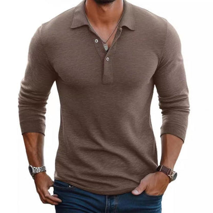 Men's Long Sleeve Polo Shirt | Slim Fit Polo Top | Men | Breathable Blend | Structured Collar Casual Smart Shirt | Steven & Levon