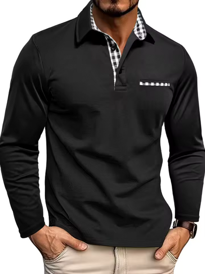 Men’s Long Sleeve Polo Shirt | Cotton Blend | Comfortable Smart Casual Fit | Steven & Levon