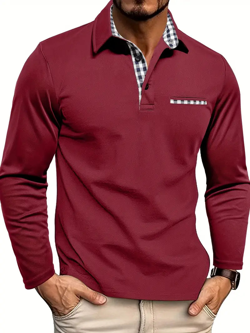 Men’s Long Sleeve Polo Shirt | Cotton Blend | Comfortable Smart Casual Fit | Steven & Levon