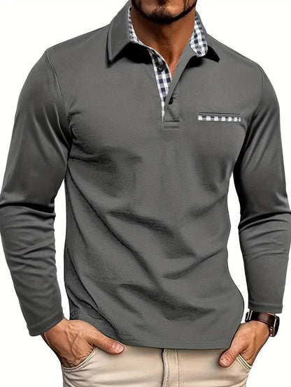 Men’s Long Sleeve Polo Shirt | Cotton Blend | Comfortable Smart Casual Fit | Steven & Levon
